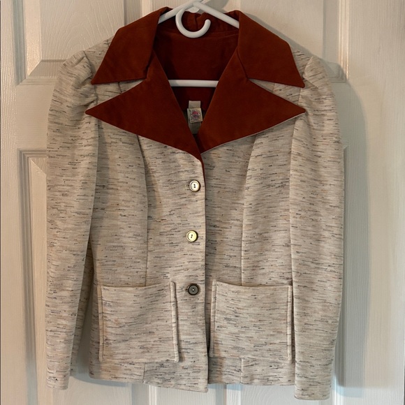 Vintage 60s 70s ILGWU Rust Collar Mod Blazer Jacket Size 9 USA - Picture 2 of 10